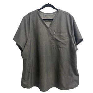 Fabletics Women's 3X  V-Neck Vital 1-Pocket Scrub Top Gray